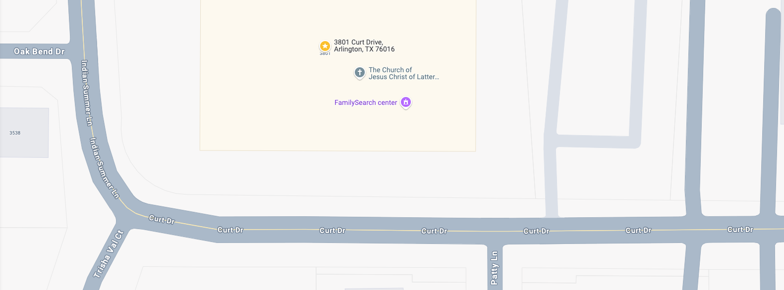 Stake Center Meeting Place. Address: 3809 Curt Dr, Arlington, TX 7601